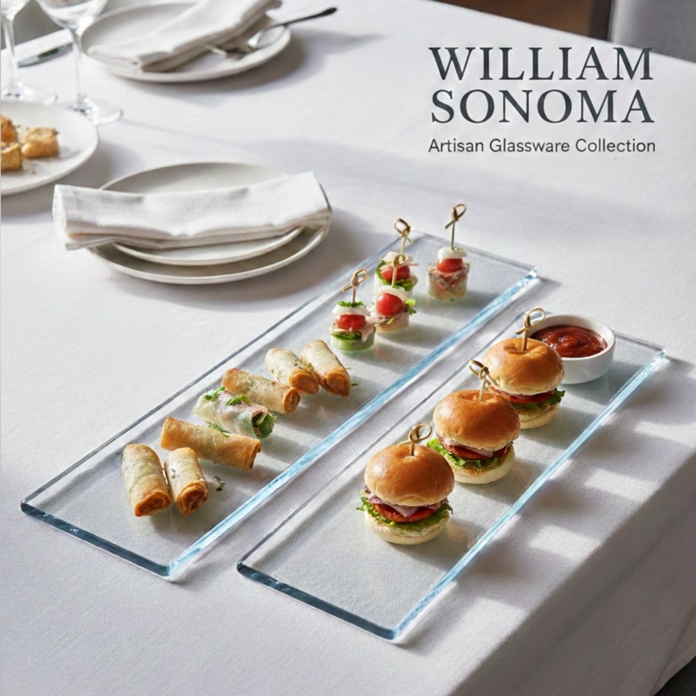 William Sonoma Artisan Glass Serving Tray Set - Clear
